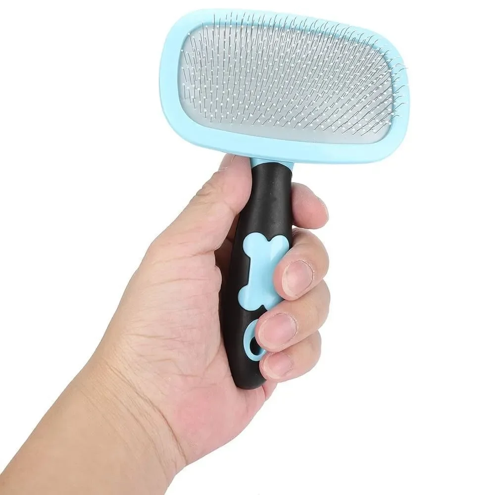 Dog / cat adjustable turquoise blue wire hairbrush